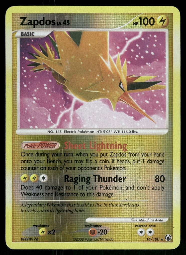 Zapdos 14/100 - Majestic Dawn (Reverse Holo), Verzenden, Gebruikt