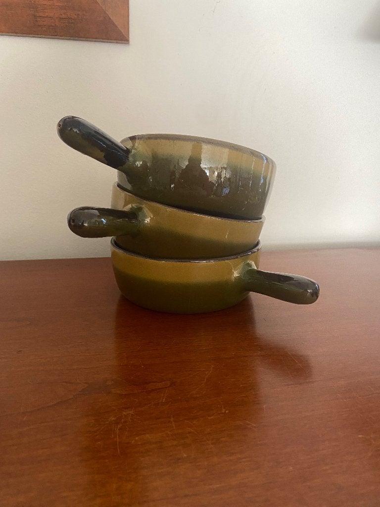 Lot de 3 petits caquelons / poêlons vintage années 70, Maison & Meubles, Cuisine | Vaisselle, Enlèvement ou Envoi, Vintage, Céramique