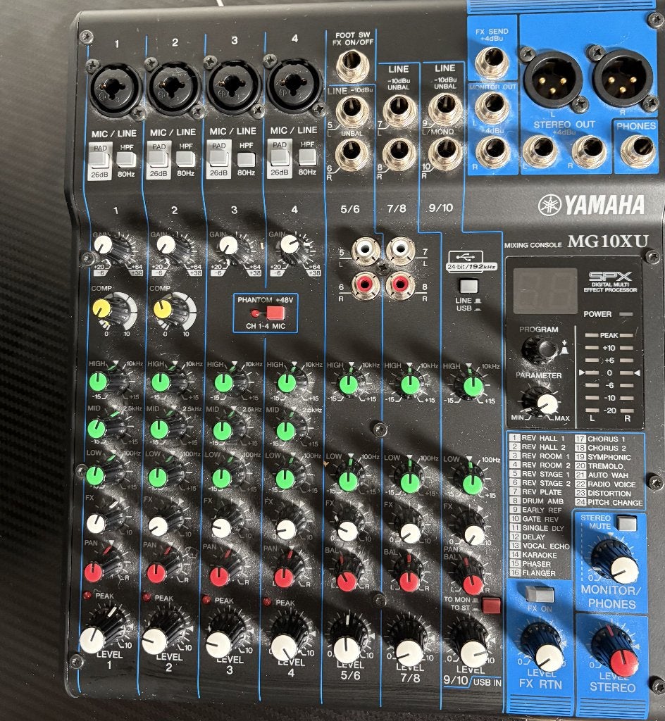 Mengpaneel Yamaha MG 10XU, Muziek en Instrumenten, Ophalen, Zo goed als nieuw, Minder dan 5 kanalen, Microfooningang