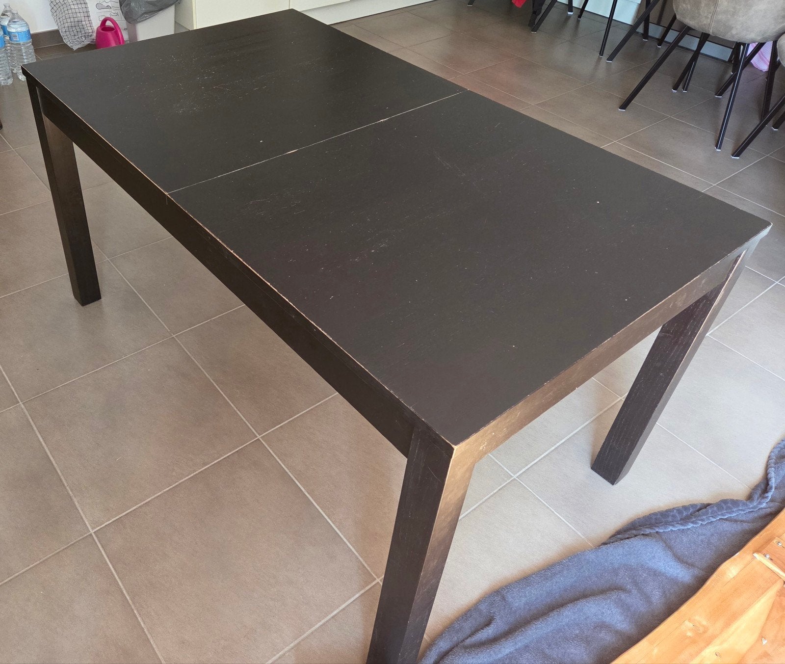 Tafel zwart IKEA 85x140/180/220, Huis en Inrichting, Ophalen, Gebruikt