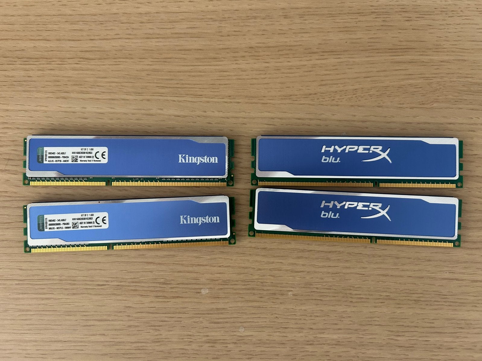 4x 4GB RAM kingston, Computers en Software, DDR3, Ophalen of Verzenden, Zo goed als nieuw, Desktop