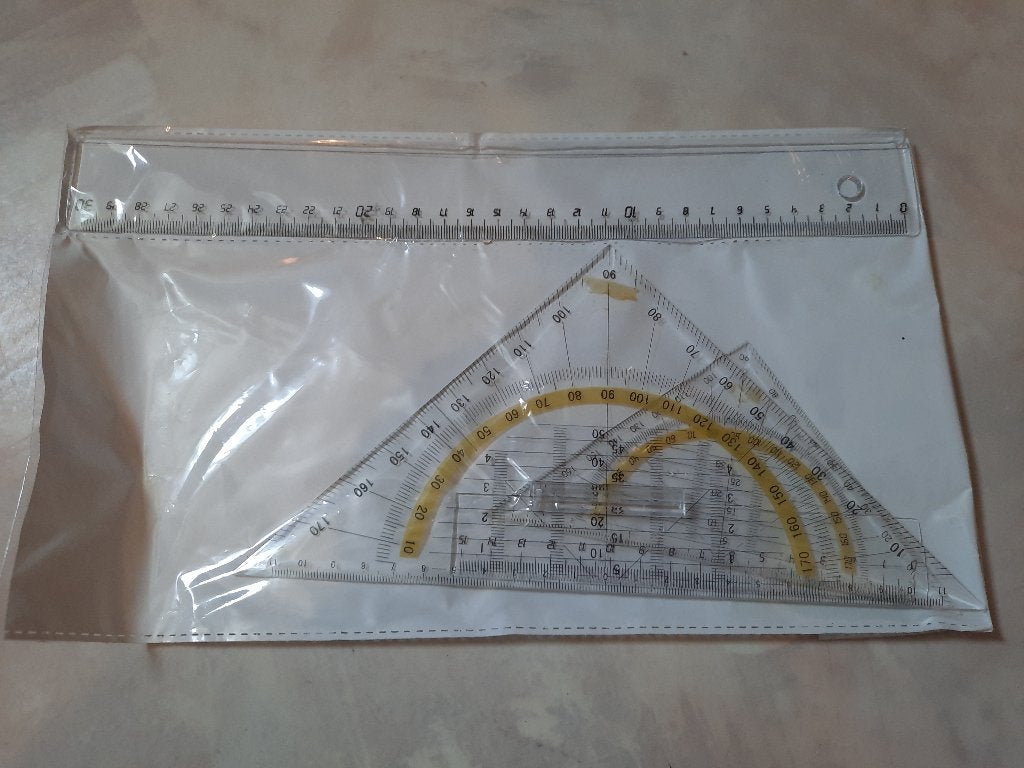 geodriehoek nieuw set met latjes assortie, Ophalen of Verzenden, Nieuw