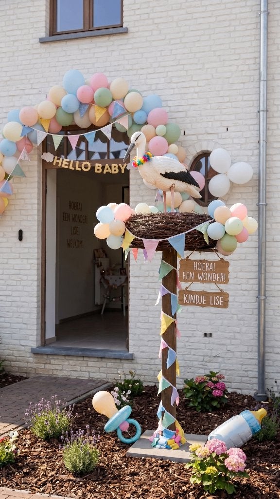 ooievaar te huur voor geboorte., Kinderen en Baby's, Kraamcadeaus en Geboorteborden, Ophalen, Zo goed als nieuw, Geboortebord