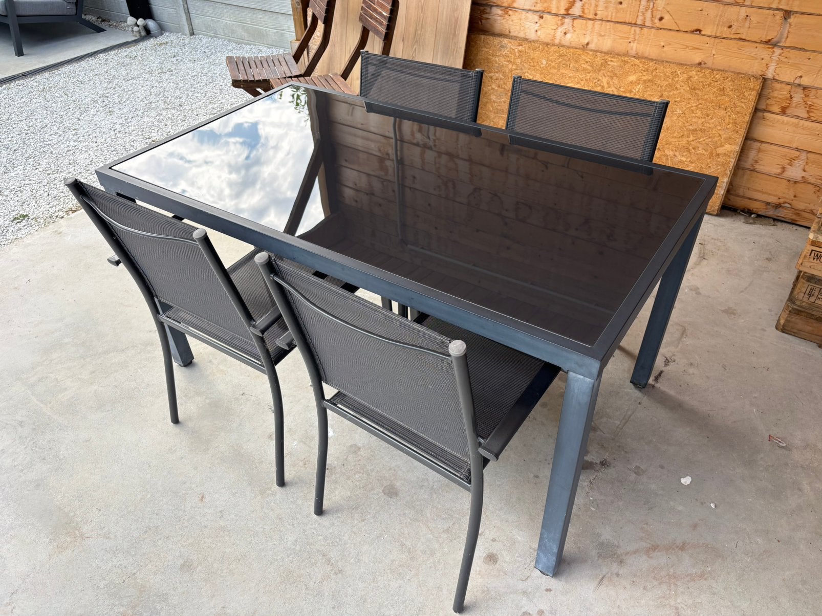 Tuinset met stoelen te koop, Enlèvement, Comme neuf, Rectangulaire, Aluminium