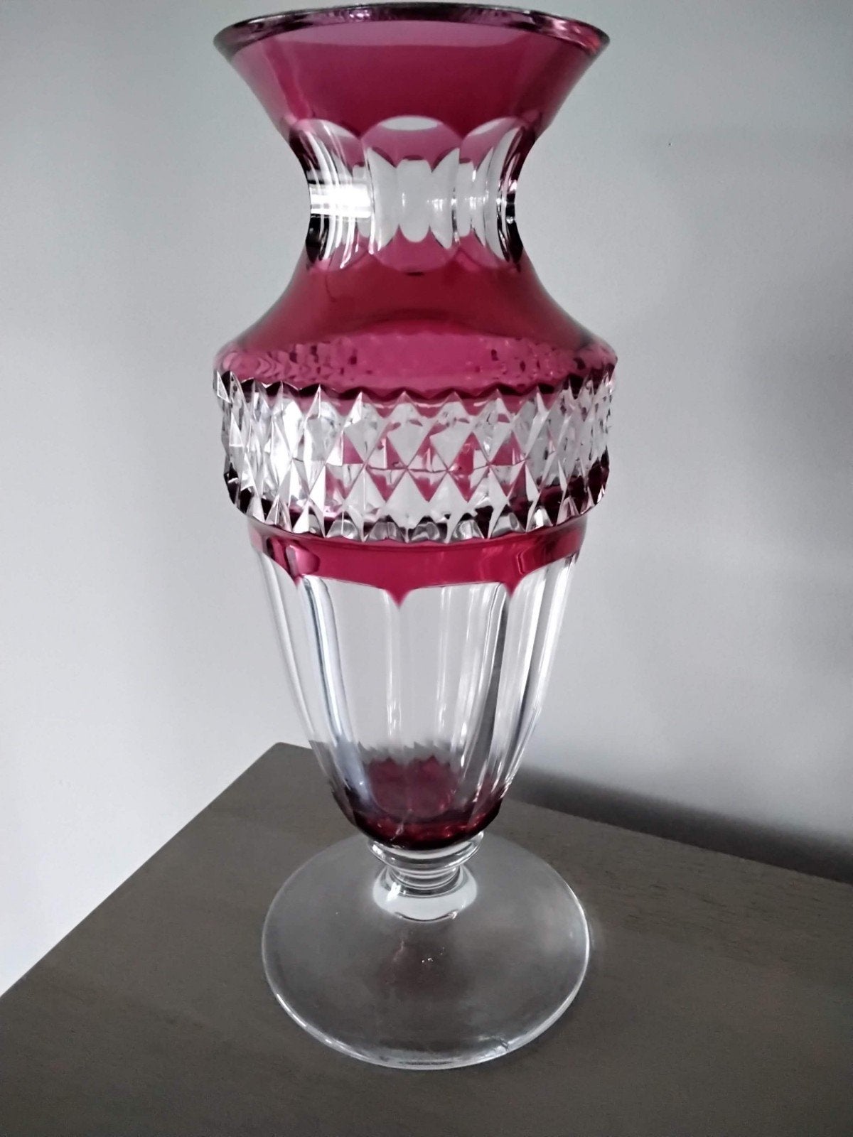 Vase en cristal Val St Lambert hauteur 25 cm, Enlèvement