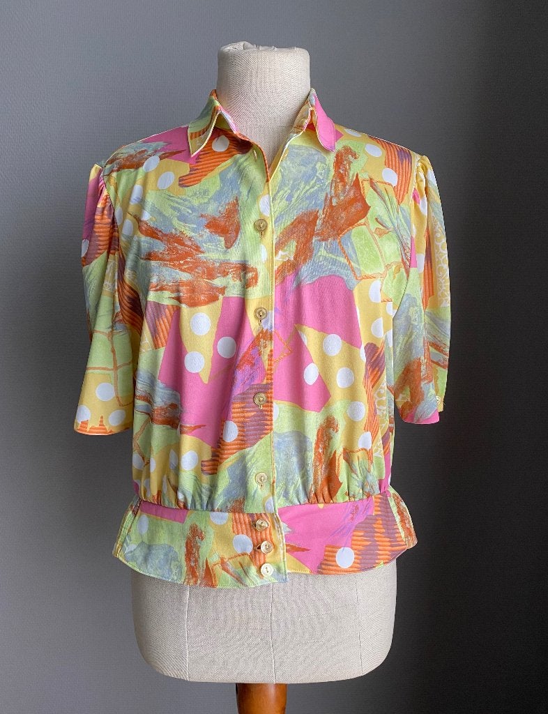 Kleurrijke vintage blouse maat 40, Envoi, Comme neuf, Taille 38/40 (M)