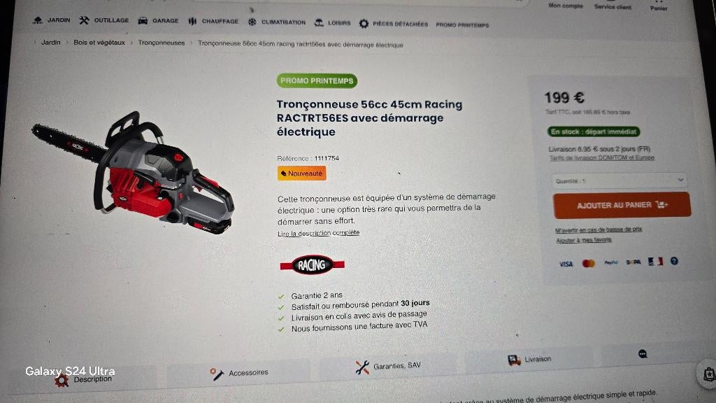 Tronconneuse thermique a demarrage electrique, Ophalen, Nieuw