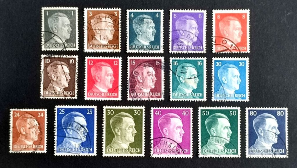 Deutsches Reich: 16X verschillende A.Hitler 01/08/1941, Enlèvement ou Envoi, Autres périodes, Affranchi