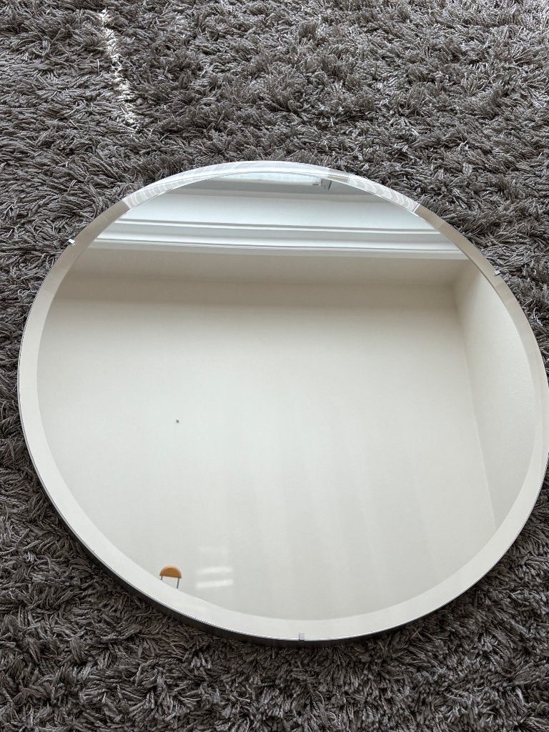 Spiegel rond aluminium kader, Maison & Meubles, Moins de 100 cm, Rond, Comme neuf, Enlèvement
