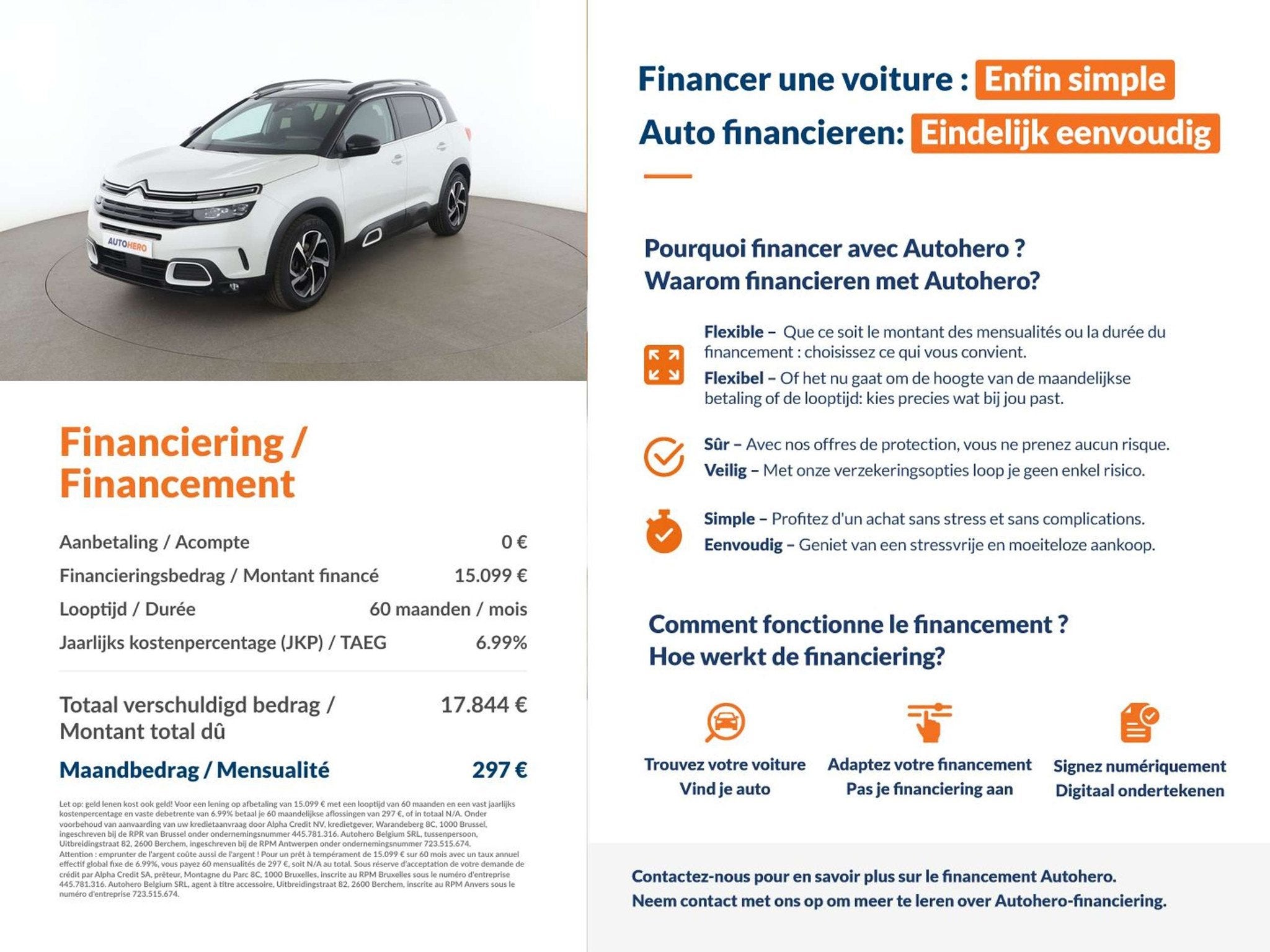Citroën C5 Aircross 2.0 Blue-HDi Shine (bj 2019, automaat), Auto's, Citroën, Euro 6, C5 Aircross, Leder, Bruin