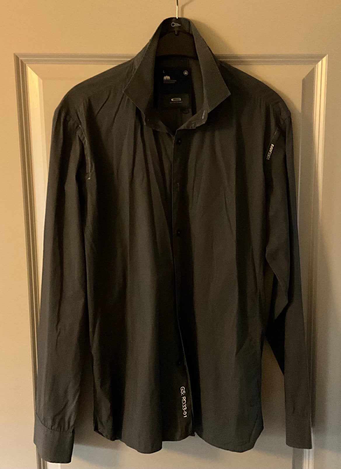 G-Star RAW herenhemd donkergrijs – maat L, Ophalen of Verzenden, Zo goed als nieuw, Zwart, Halswijdte 41/42 (L)