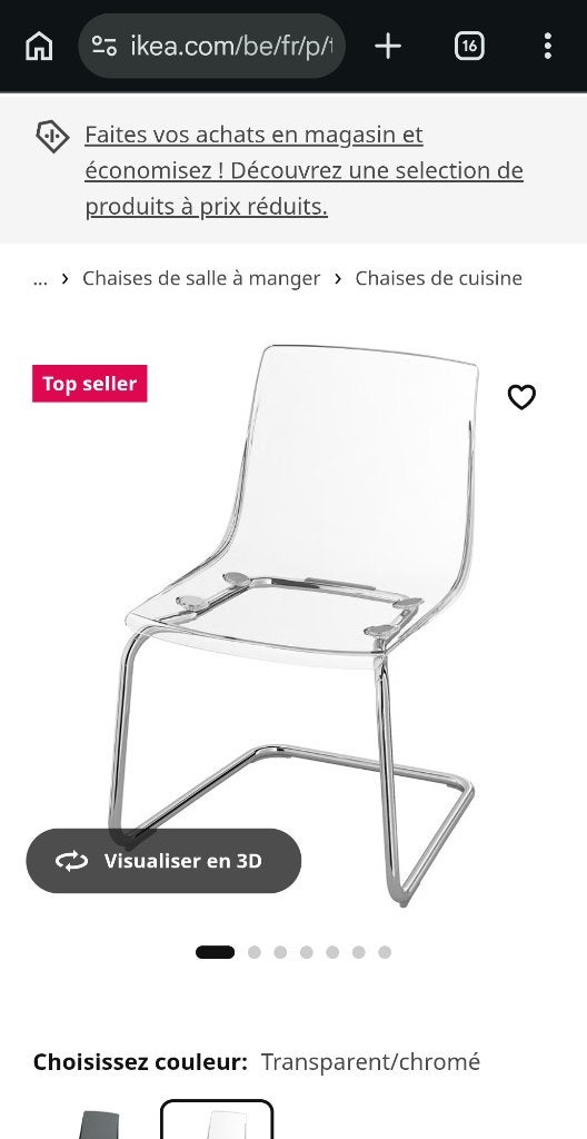Ikea Tobias six chaises de salle à manger, Enlèvement