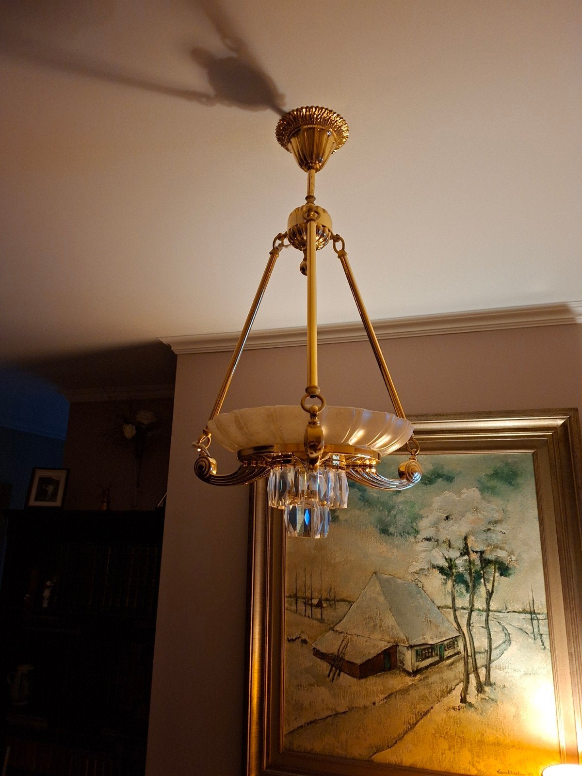 Klassieke plafondlamp, Ophalen, Gebruikt, Glas, Klassiek