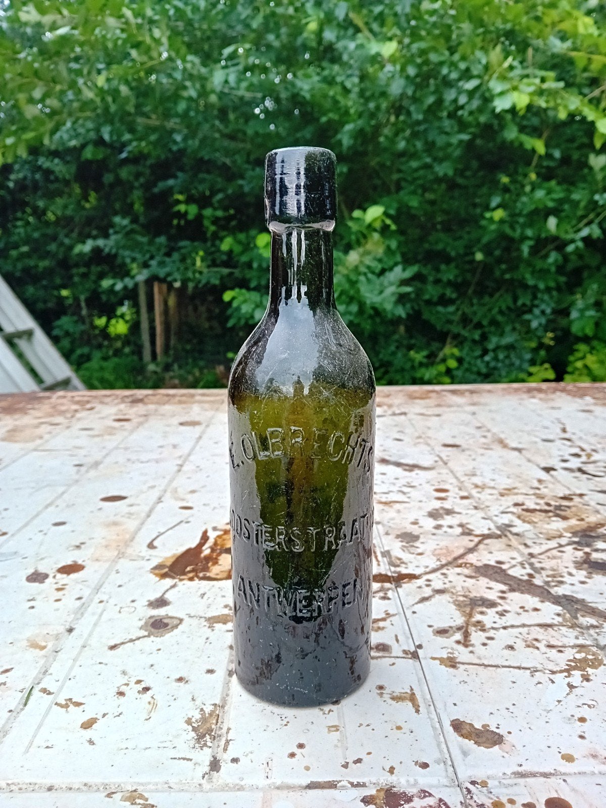 Oude vintage bierfles E Olbrechts Antwerpen, Ophalen of Verzenden