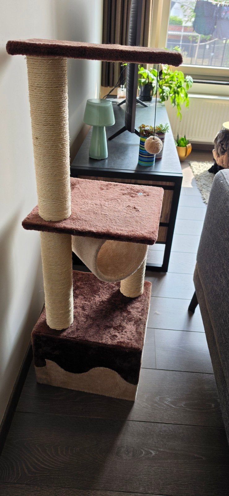 Bruin/beige kattenpaal, Animaux & Accessoires, Meubles griffoirs pour chats, Enlèvement
