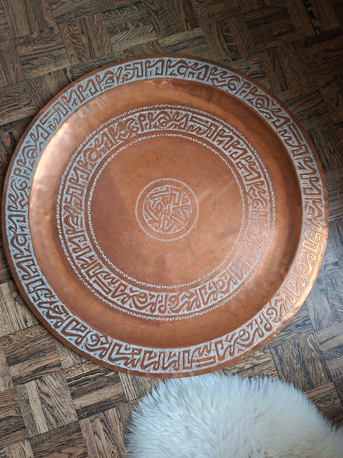 authentiek vintage Marokkaans dienblad 80cm, Ophalen, Overige materialen, Rond, Zo goed als nieuw