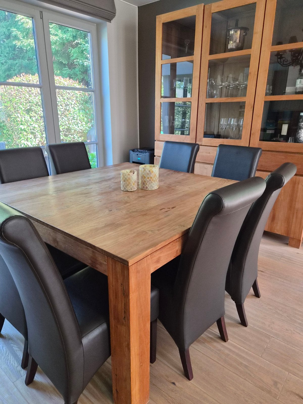 8 eetkamerstoelen lederlook chocoladebruin, Huis en Inrichting, Ophalen