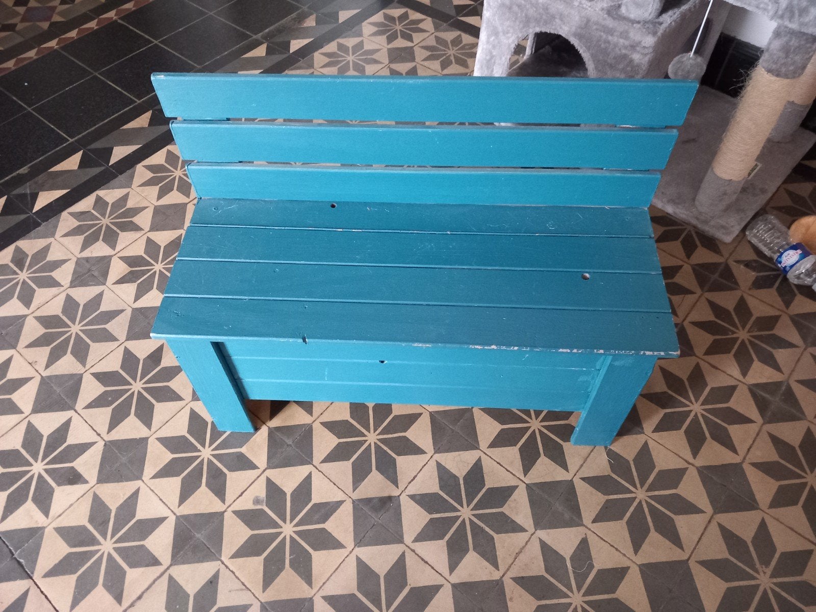 petit banc, Maison & Meubles, Enlèvement, Utilisé, Bleu, Bois
