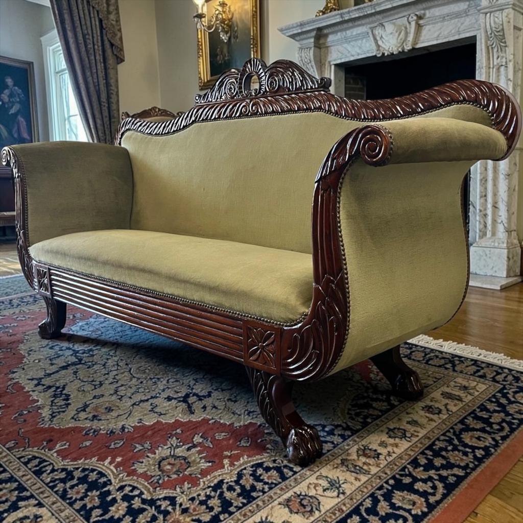 Vintage groene barok zetel / canapé / tweezit, Ophalen of Verzenden