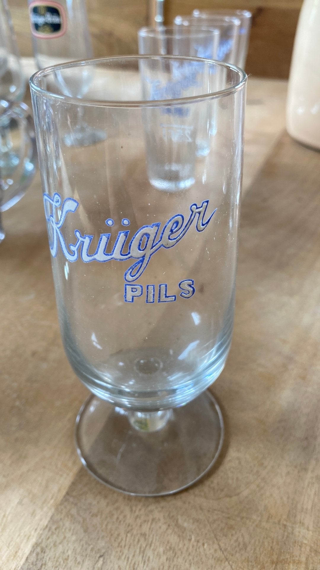 Kruger bierglas emaille, Verzamelen, Glas en Drinkglazen, Ophalen of Verzenden, Zo goed als nieuw, Bierglas