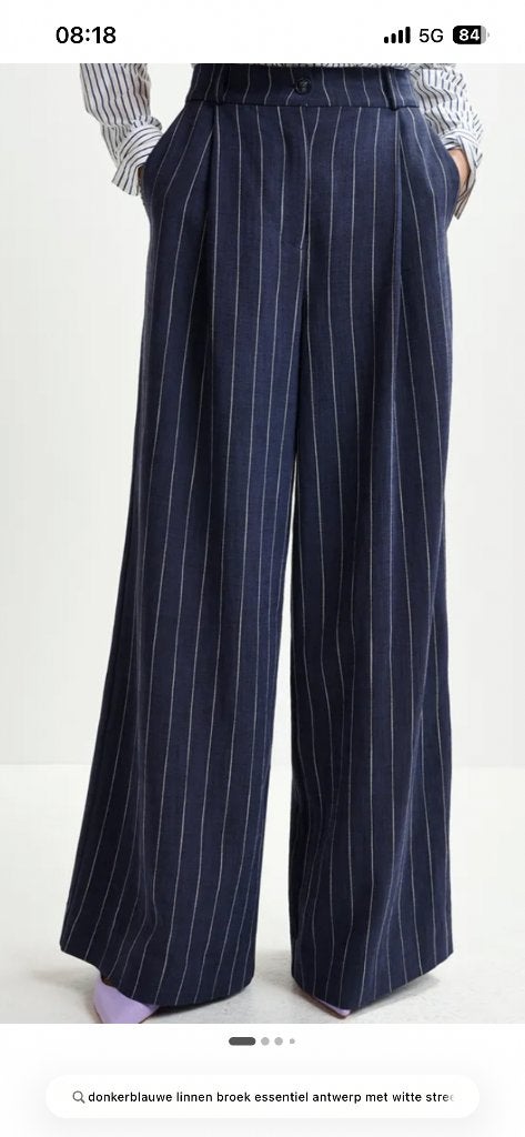 ESSENTIEL ANTWERP - blauwe linnen broek - maat 36, Zo goed als nieuw, Essentiel Antwerp, Maat 36 (S), Lang