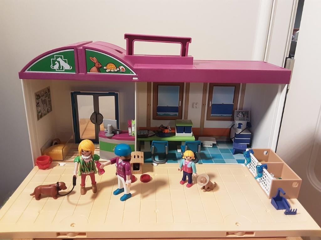 Clinique vétérinaire à emporter PlayMobil - complète, Enlèvement ou Envoi, Comme neuf, Ensemble complet
