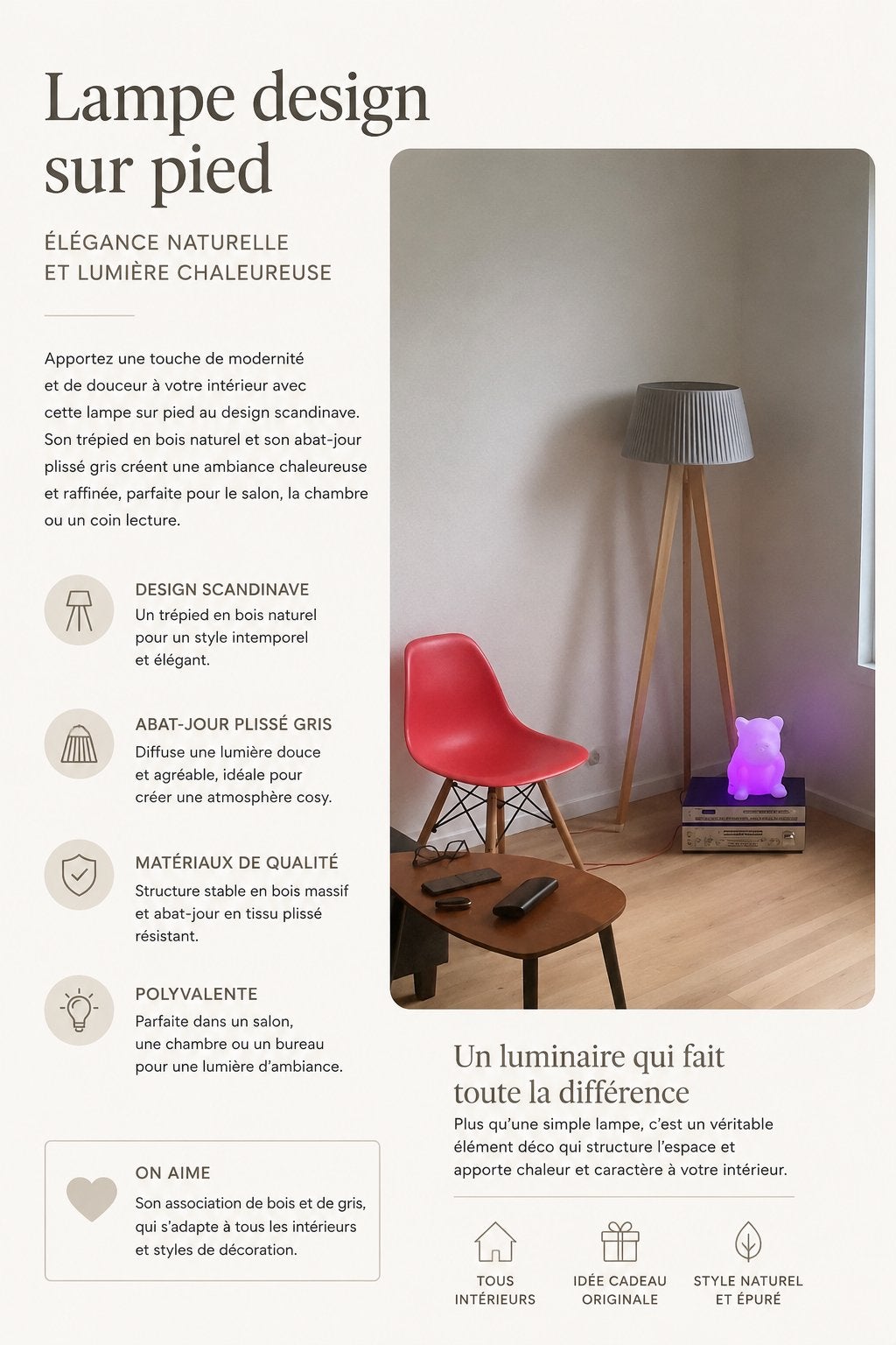 Lampe design, Maison & Meubles, Enlèvement, Comme neuf, Gris