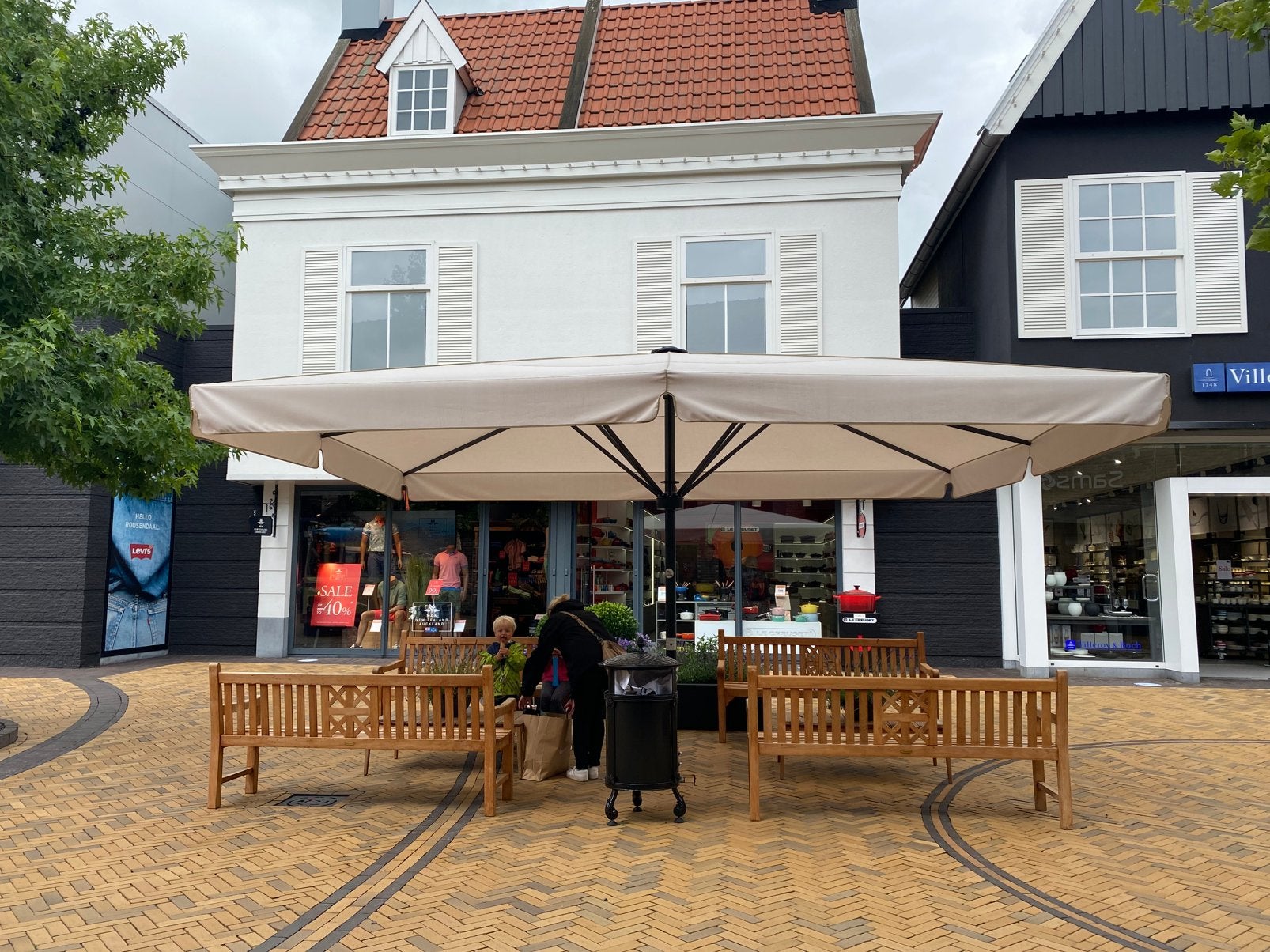 Horeca parasol 6x4, Tuin en Terras, Ophalen of Verzenden, Zo goed als nieuw, Waterdicht, Stokparasol