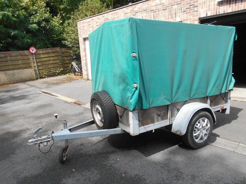 Te koop aanhangwagen enkel as met huif in goede staat, Ophalen, Zo goed als nieuw