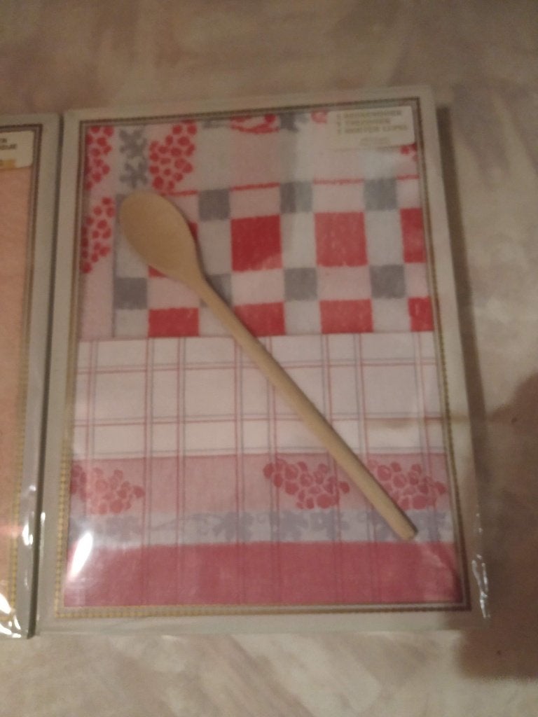 mooie grote cadeaudoos keukenhanddoek theedoek houten lepel, Huis en Inrichting, Ophalen of Verzenden, Nieuw