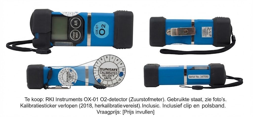 RKI Instruments OX-01 Zuurstofdetector (O2), Ophalen of Verzenden, Gebruikt, Overige meters