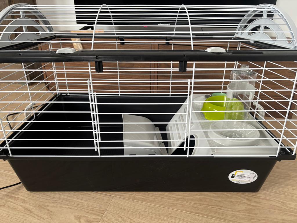Lot Cage lapin avec nourriture/foin/copeaux et accessoires, Enlèvement, Comme neuf, Cage, Lapin