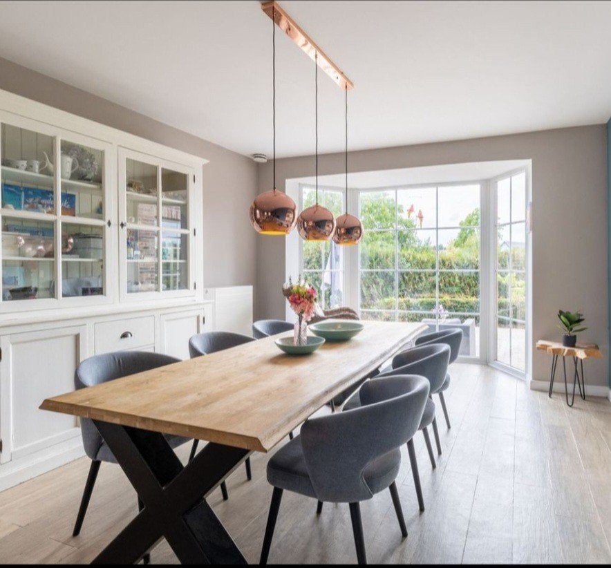 Massief eiken boomstam eettafel, Ophalen, Eikenhout