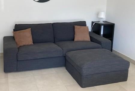 Canapé 3 places + Repose pieds IKEA KIVIK, gris anthracite, 200 à 250 cm, Banc droit, Enlèvement, Utilisé
