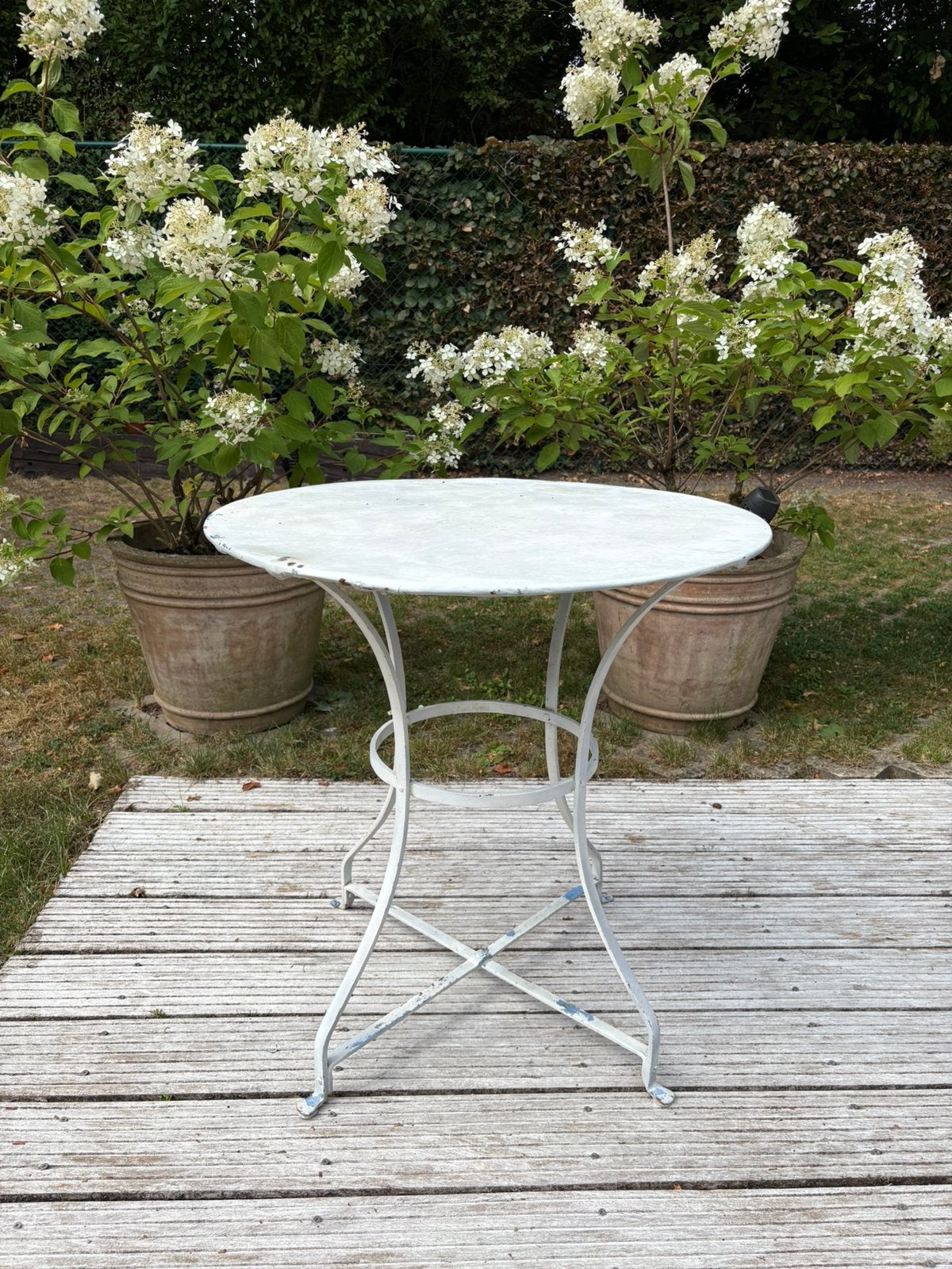 Table bistro de jardin, vintage, en fer forge, Enlèvement, Utilisé, Rond, Métal