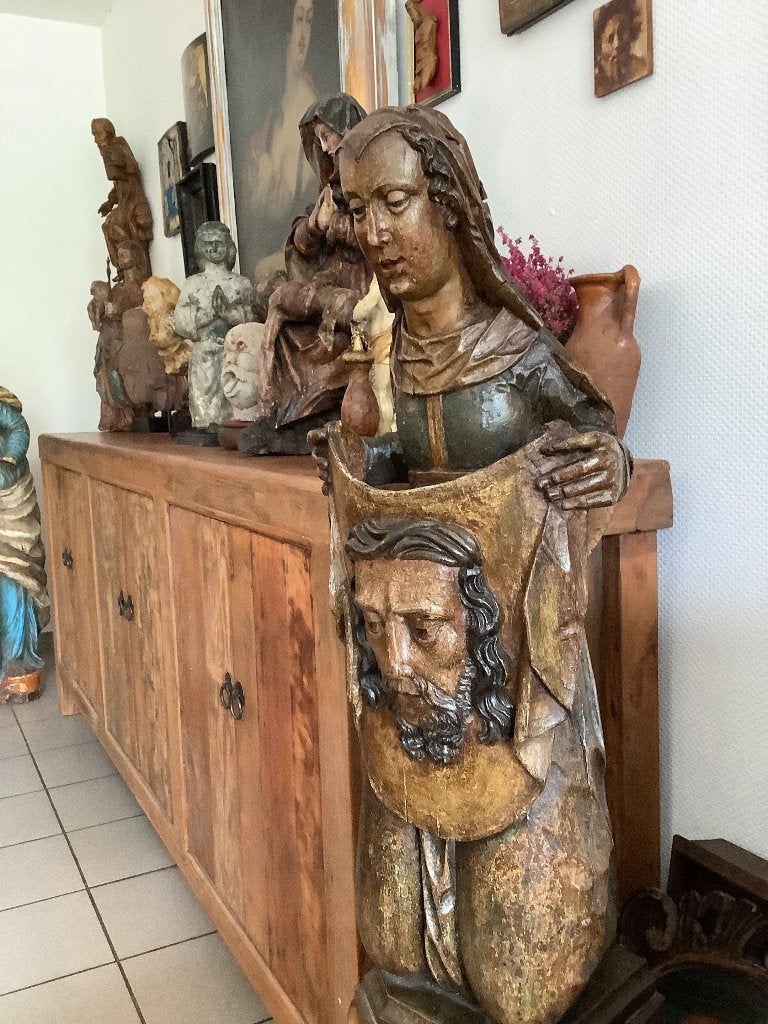 Antiek houten beeld, Antiek en Kunst, Ophalen, 50 - 100 cm, Gepatineerd, Beeld