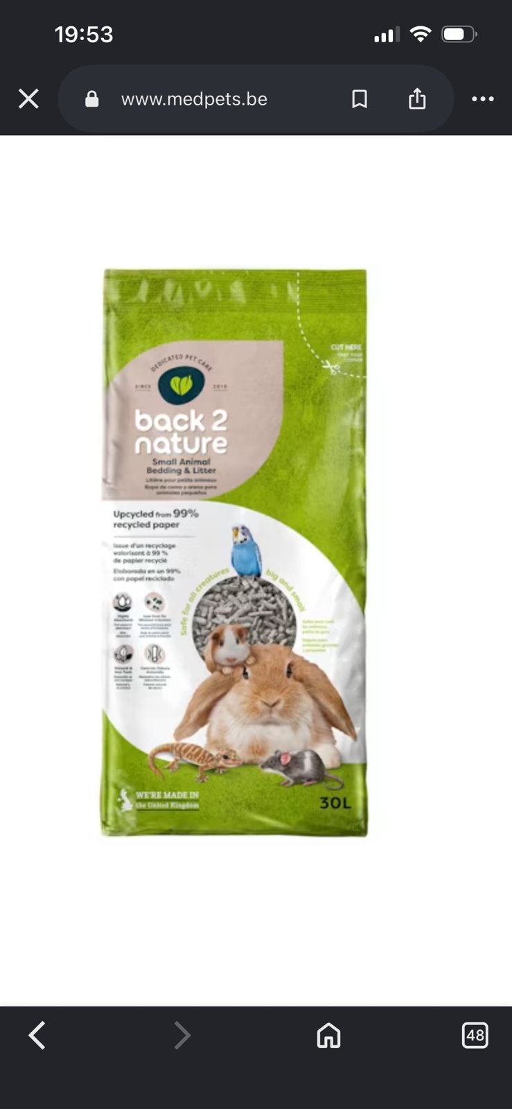 Back to nature bodembedekking 30l, Animaux & Accessoires, Rongeurs & Lapins | Accessoires, Enlèvement, Neuf