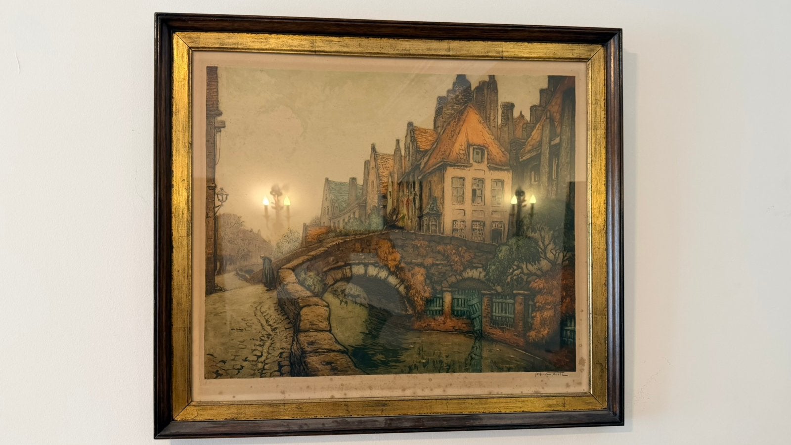 Alf Van Neste – gesigneerde kleurenets Brugge – A14, Antiquités & Art, Enlèvement