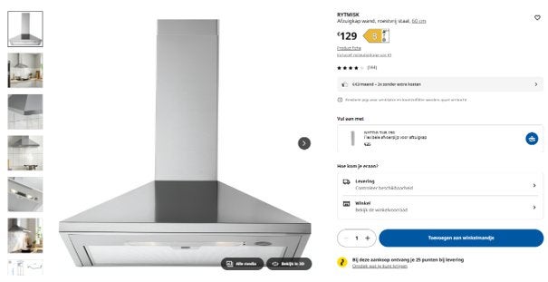 IKEA dampkap RYTMISK, Ophalen, Zo goed als nieuw, Vrijstaand