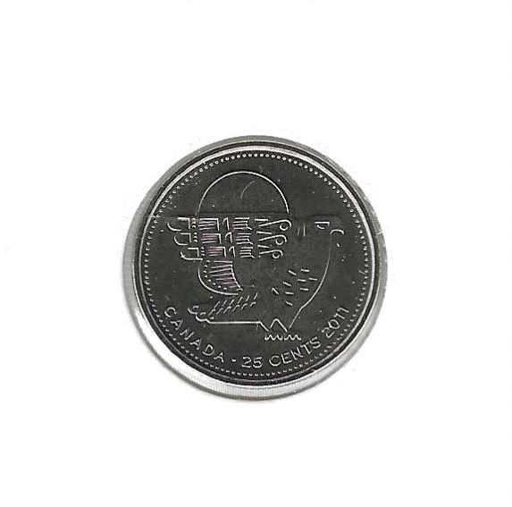 Canada, 25 Cents 2011, Peregrine falcon., Ophalen of Verzenden, Noord-Amerika, Losse munt