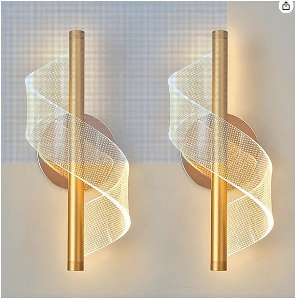 Set van 2 moderne gouden LED-wandlampen - nieuw, Huis en Inrichting, Lampen | Wandlampen, Nieuw, Metaal, Overige materialen, Ophalen