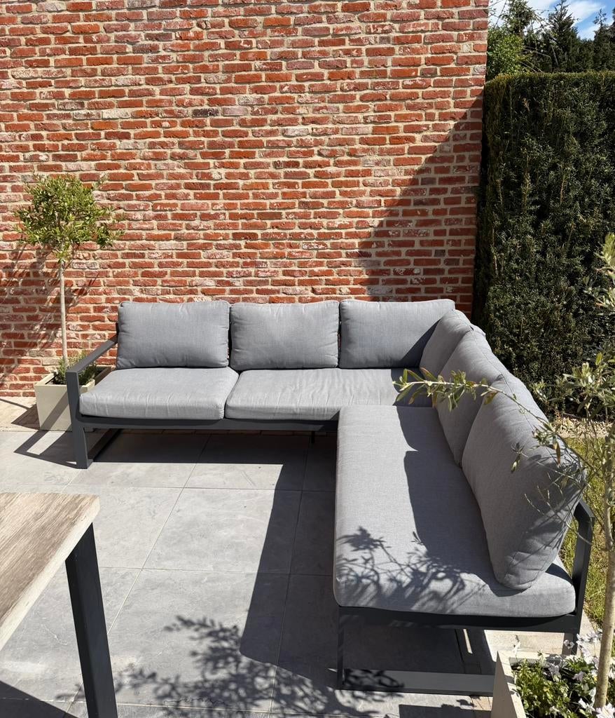 Loungeset aluminium met grijze kussen, Tuin en Terras, Ophalen, Zo goed als nieuw, Aluminium, Loungeset