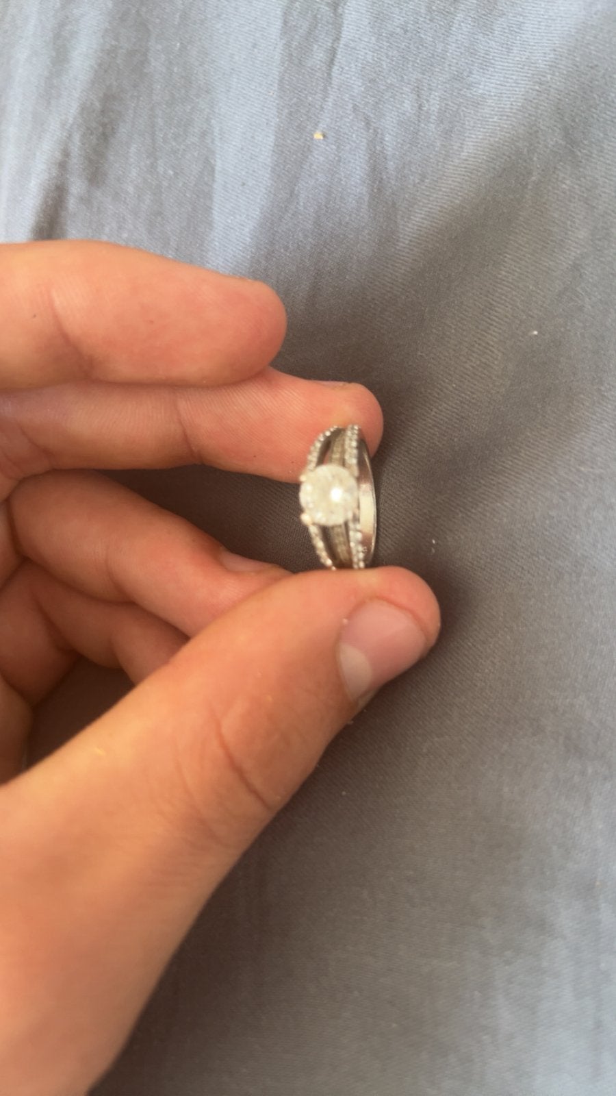 Witte diamanten ring, Bijoux, Sacs & Beauté, Bagues, Neuf, 18 à 19, Fer ou Acier, Avec pierre précieuse