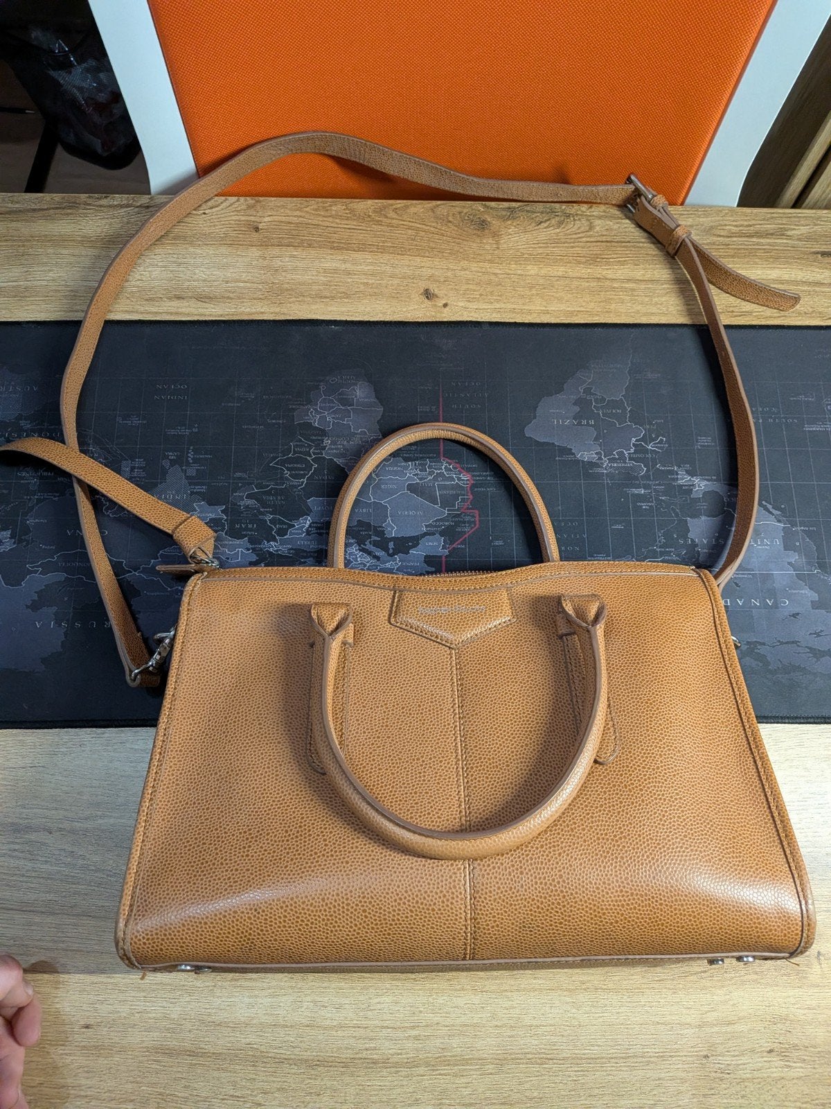 Nathan-Baume lederen handtas / schoudertas - Cognac, Handtassen en Accessoires, Tassen | Damestassen, Ophalen of Verzenden, Zo goed als nieuw