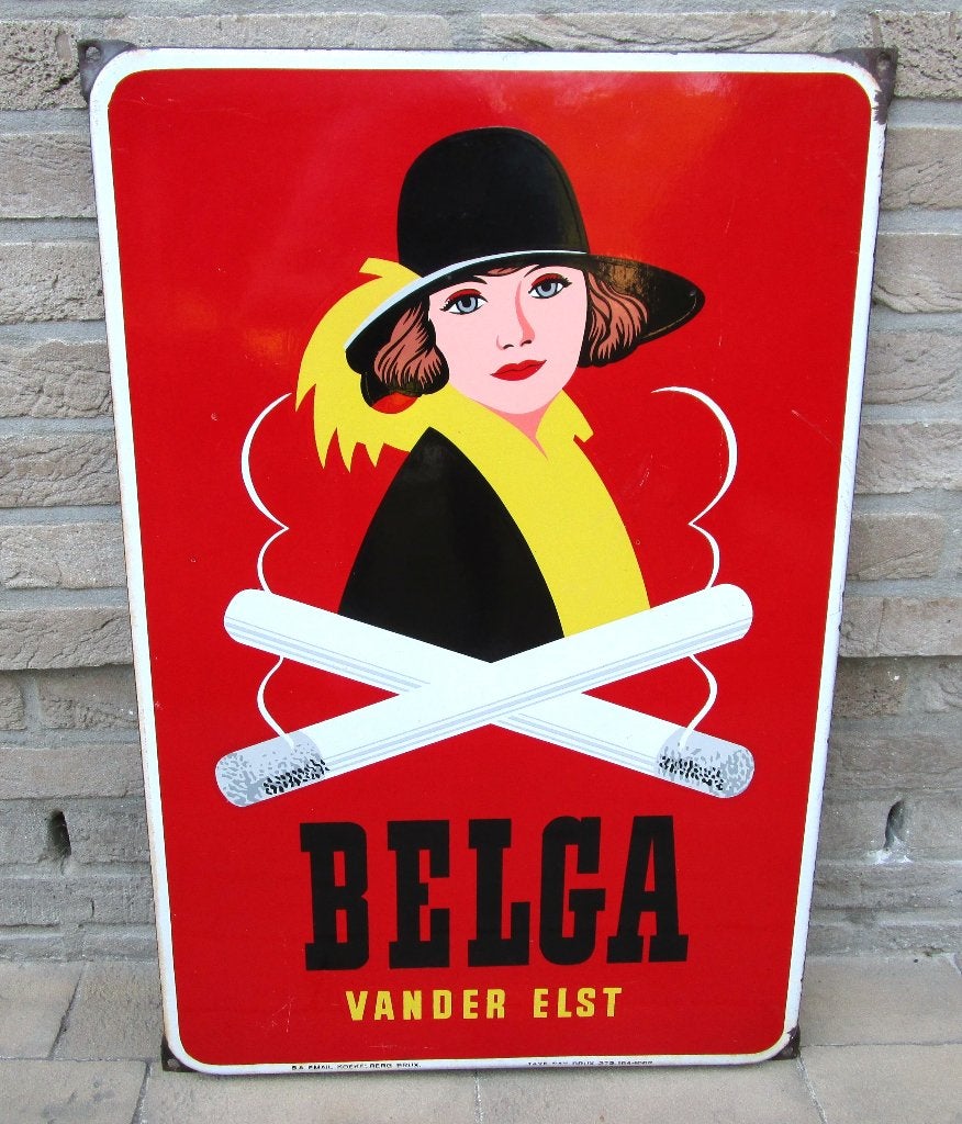 Emaille bord Belga 1953, Verzamelen, Merken en Reclamevoorwerpen, Ophalen of Verzenden, Gebruikt, Reclamebord