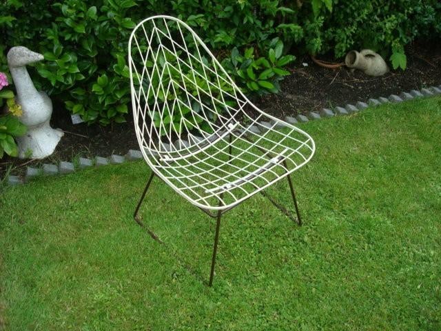 VINTAGE CEES BRAAKMAN DRAADSTAAL STOELEN 1950/52, Huis en Inrichting, Ophalen, Gebruikt, Twee, Wit