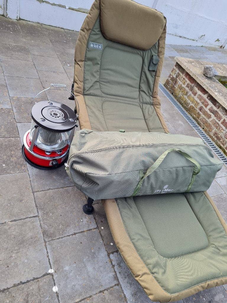 KARPERSET ; BEDCHAIR KEVIN NASH, TENT, VUURTJE, Watersport en Boten, Ophalen, Zo goed als nieuw