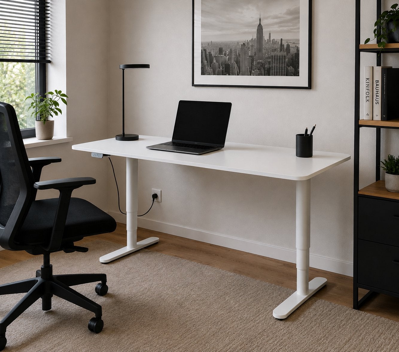 IKEA BEKANT elektrisch zit/sta bureau 160x80 cm – wit, Bureau assis-debout, Électrique, Comme neuf, Enlèvement