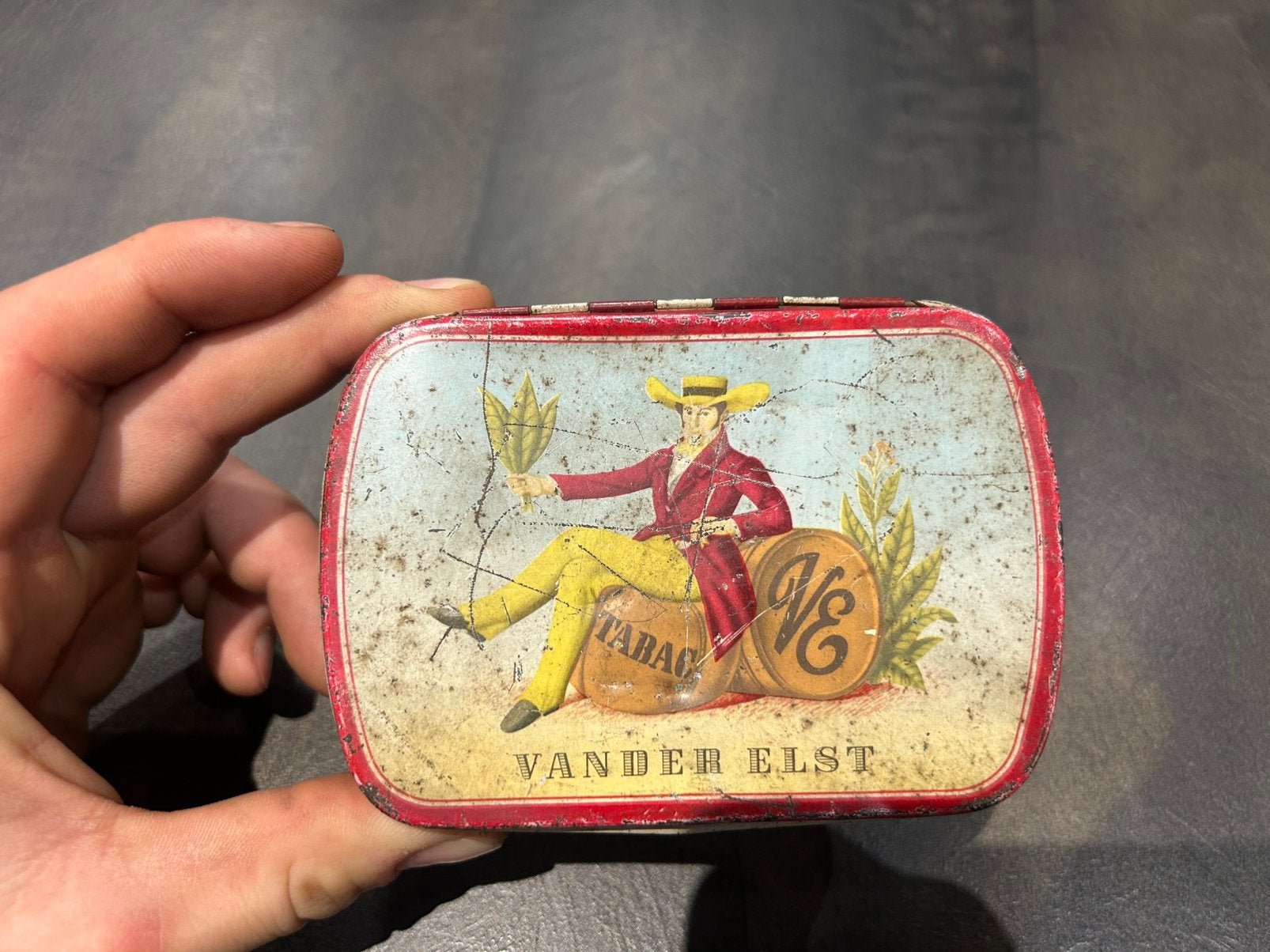 Ancienne boite a tabac cigarette tabak vander elst vintage, Collections, Enlèvement ou Envoi, Comme neuf