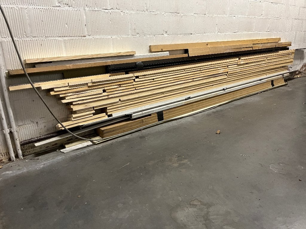 Partij planken +/- 60 m lengte, breedte 10cmxdikte 2cm, enz, Ophalen, Minder dan 25 mm, Grenen, Zo goed als nieuw